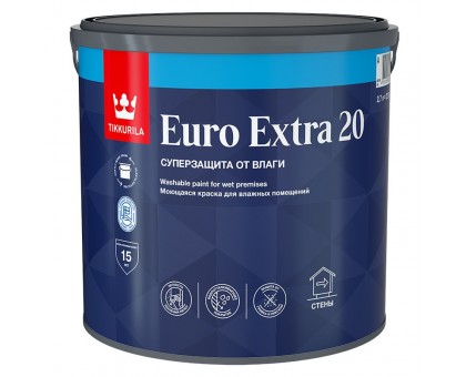 Euro Extra 20.  Водоразбавляемая краска для стен и потолков, Полуматовая